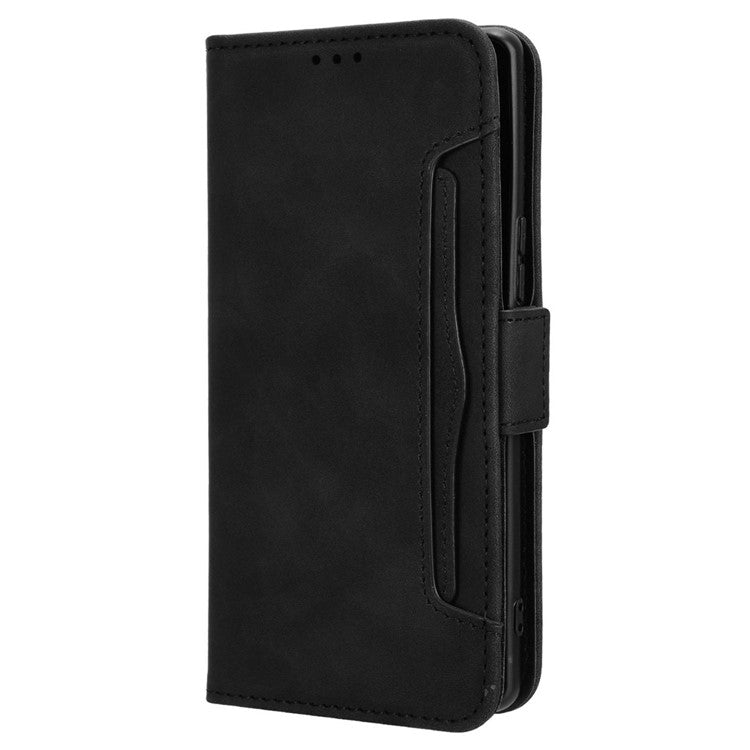 For vivo V29e (India) 5G Case Leather Phone Cover with Multiple Card Slots - Black