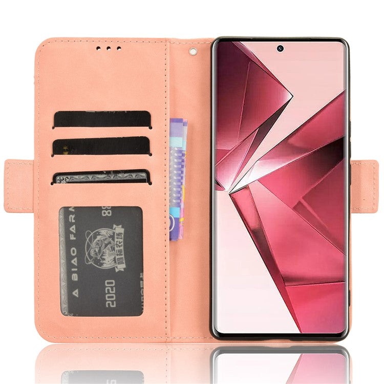 For vivo V29e (India) 5G Case Leather Phone Cover with Multiple Card Slots - Pink