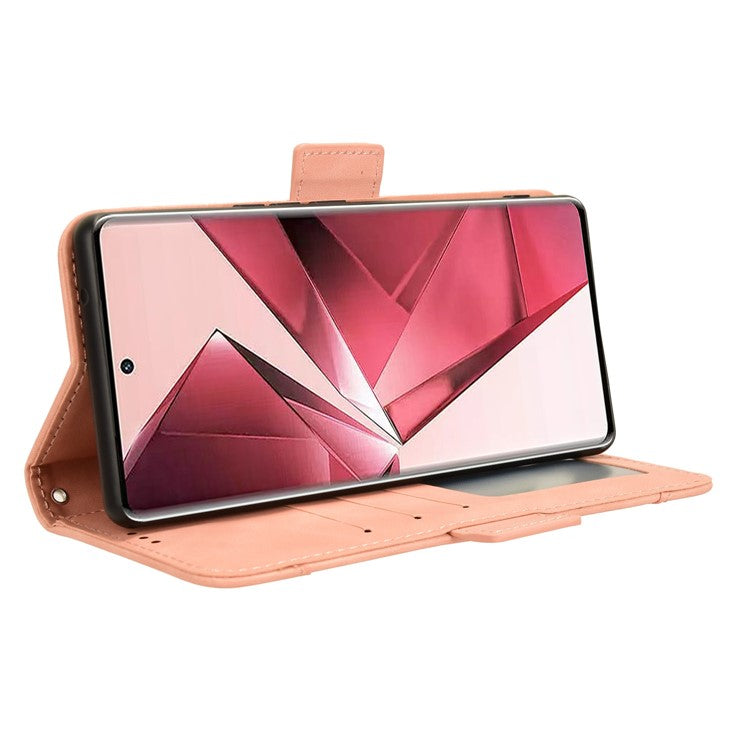 For vivo V29e (India) 5G Case Leather Phone Cover with Multiple Card Slots - Pink