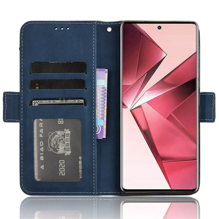 For vivo V29e (India) 5G Case Leather Phone Cover with Multiple Card Slots - Blue