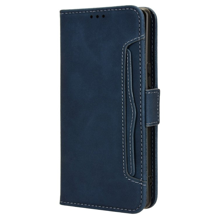 For vivo V29e (India) 5G Case Leather Phone Cover with Multiple Card Slots - Blue