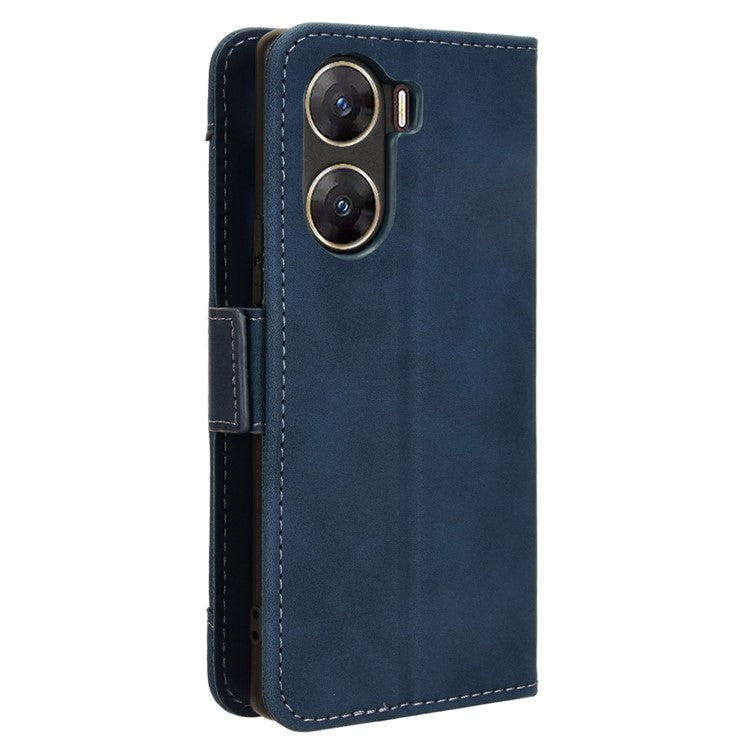 For vivo V29e (India) 5G Case Leather Phone Cover with Multiple Card Slots - Blue