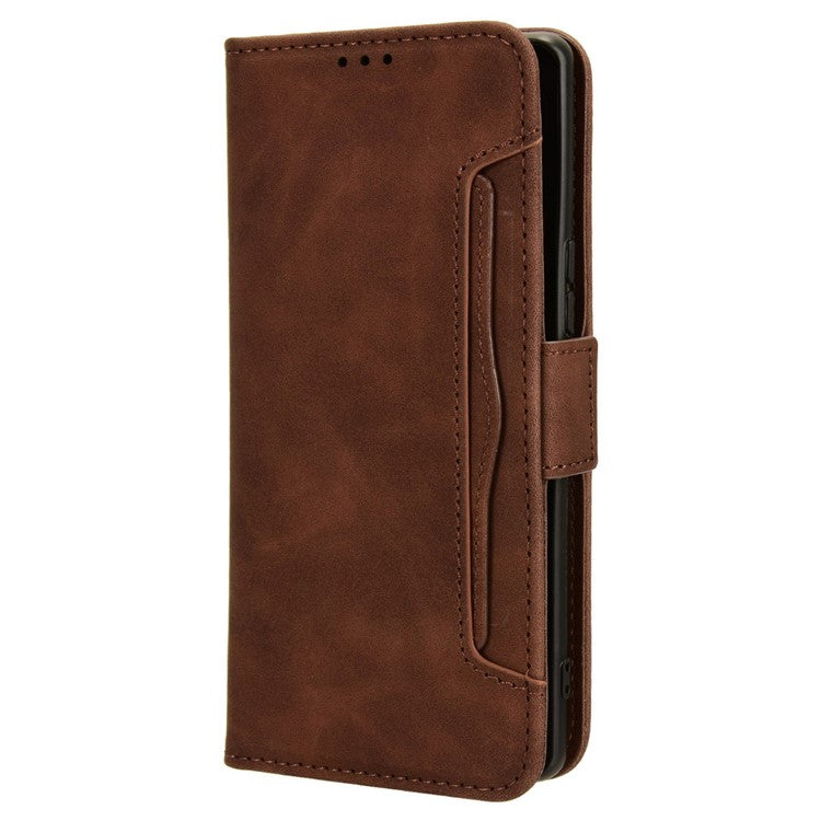 For vivo V29e (India) 5G Case Leather Phone Cover with Multiple Card Slots - Brown