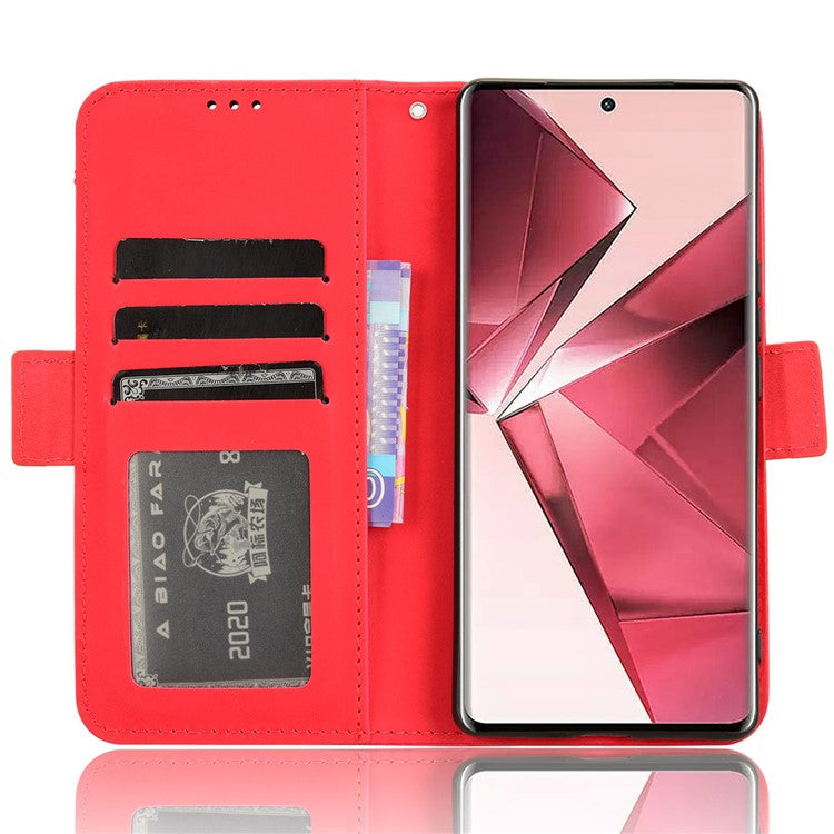 For vivo V29e (India) 5G Case Leather Phone Cover with Multiple Card Slots - Red