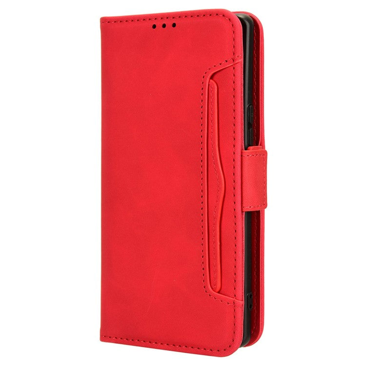 For vivo V29e (India) 5G Case Leather Phone Cover with Multiple Card Slots - Red