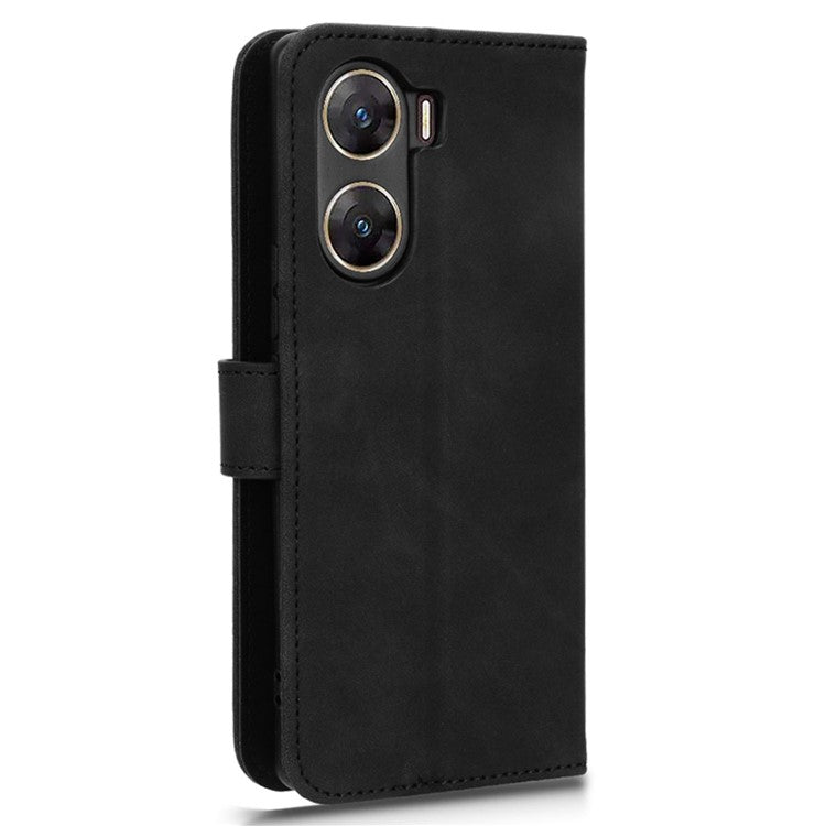 For vivo V29e (India) 5G Case Skin-touch Leather Cover with Wallet Stand - Black