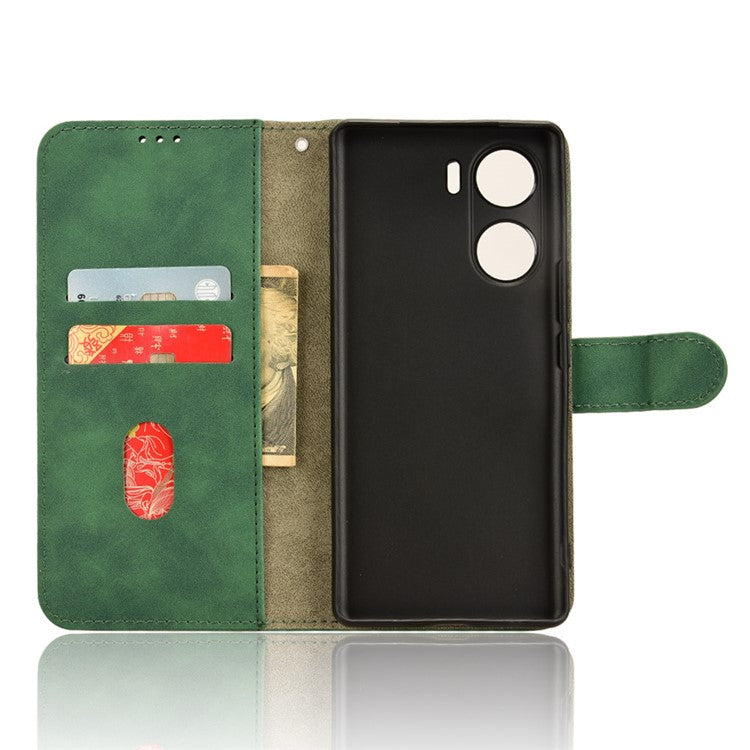 For vivo V29e (India) 5G Case Skin-touch Leather Cover with Wallet Stand - Green