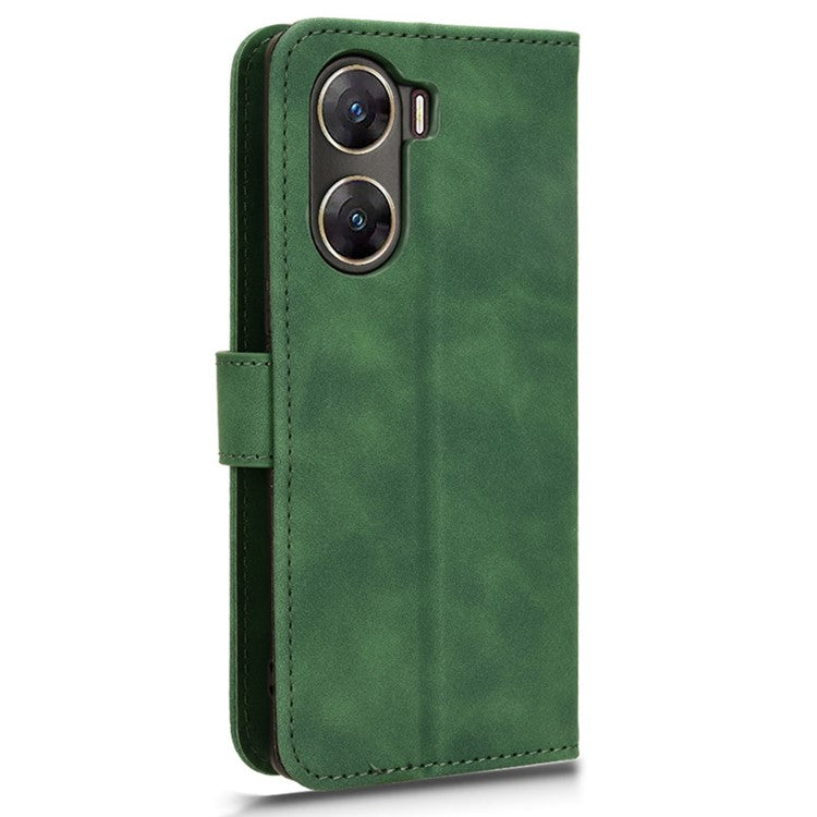 For vivo V29e (India) 5G Case Skin-touch Leather Cover with Wallet Stand - Green