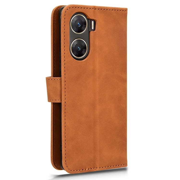 For vivo V29e (India) 5G Case Skin-touch Leather Cover with Wallet Stand - Brown