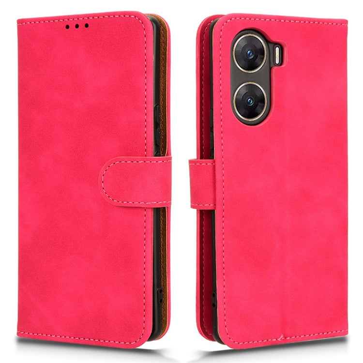 For vivo V29e (India) 5G Case Skin-touch Leather Cover with Wallet Stand - Rose