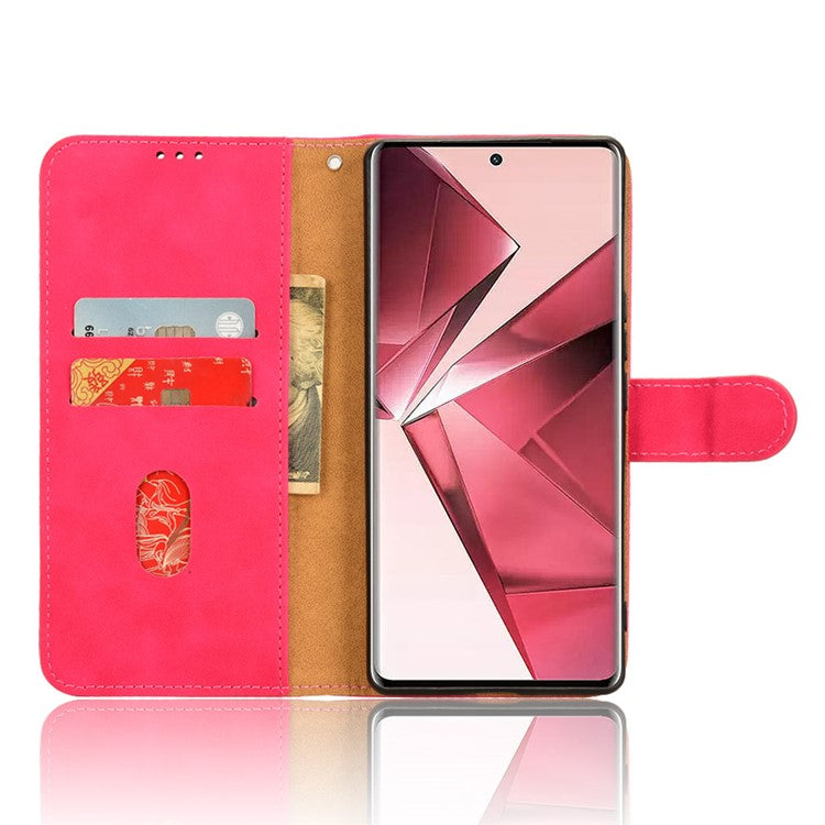 For vivo V29e (India) 5G Case Skin-touch Leather Cover with Wallet Stand - Rose