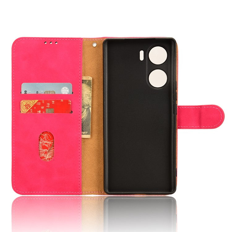 For vivo V29e (India) 5G Case Skin-touch Leather Cover with Wallet Stand - Rose