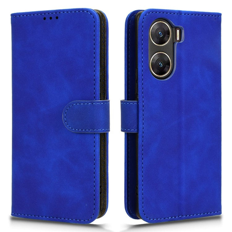 For vivo V29e (India) 5G Case Skin-touch Leather Cover with Wallet Stand - Blue