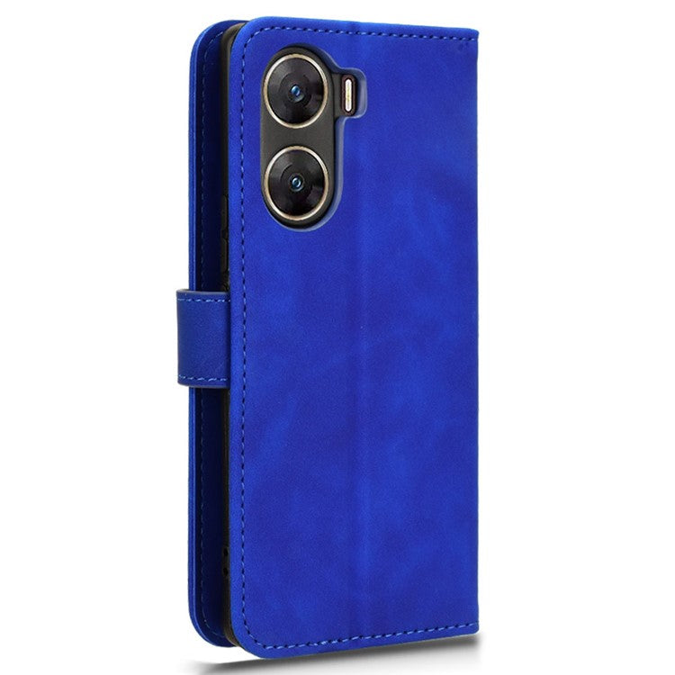 For vivo V29e (India) 5G Case Skin-touch Leather Cover with Wallet Stand - Blue