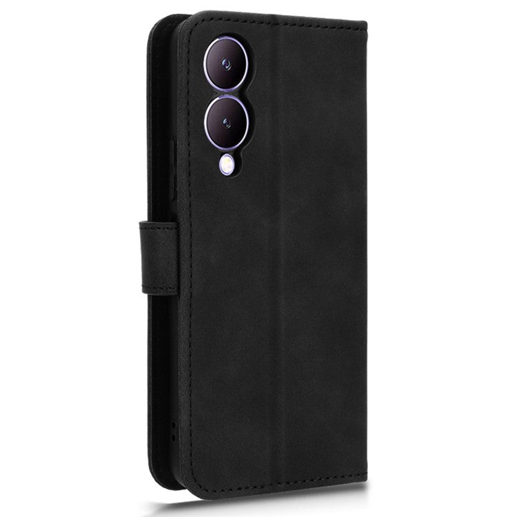 For vivo Y17s 4G Case Anti-drop PU Leather Cover with Wallet - Black