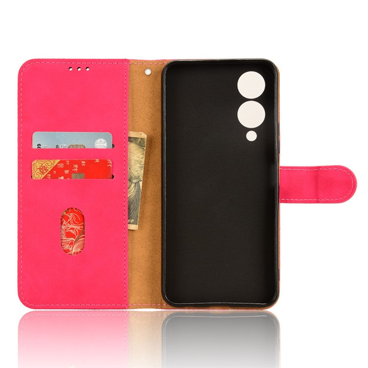 For vivo Y17s 4G Case Anti-drop PU Leather Cover with Wallet - Rose