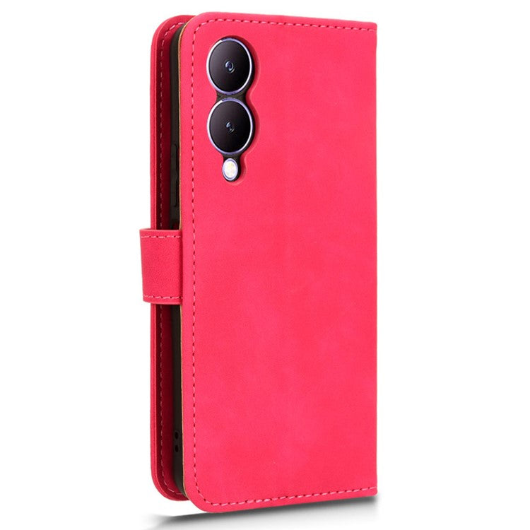 For vivo Y17s 4G Case Anti-drop PU Leather Cover with Wallet - Rose