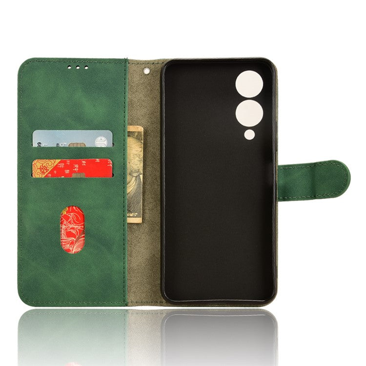 For vivo Y17s 4G Case Anti-drop PU Leather Cover with Wallet - Green