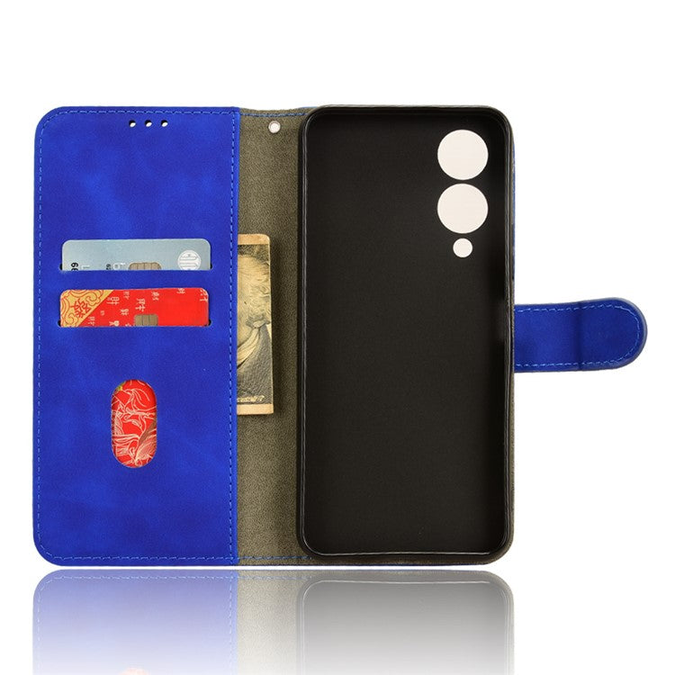 For vivo Y17s 4G Case Anti-drop PU Leather Cover with Wallet - Blue