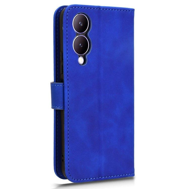 For vivo Y17s 4G Case Anti-drop PU Leather Cover with Wallet - Blue