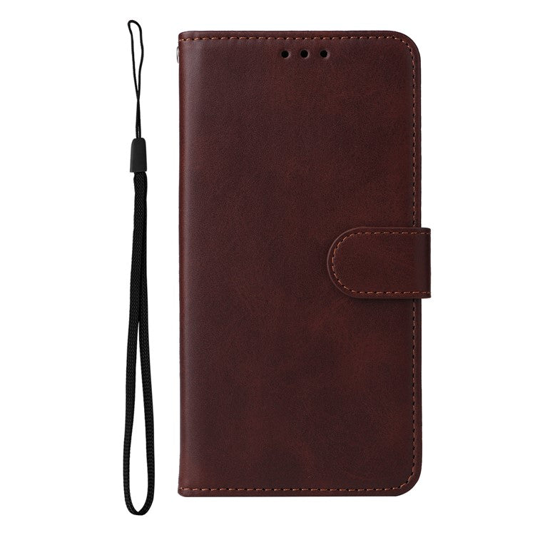 For vivo Y17s 4G Case Calf Texture Phone Cover with Wallet Stand - Brown