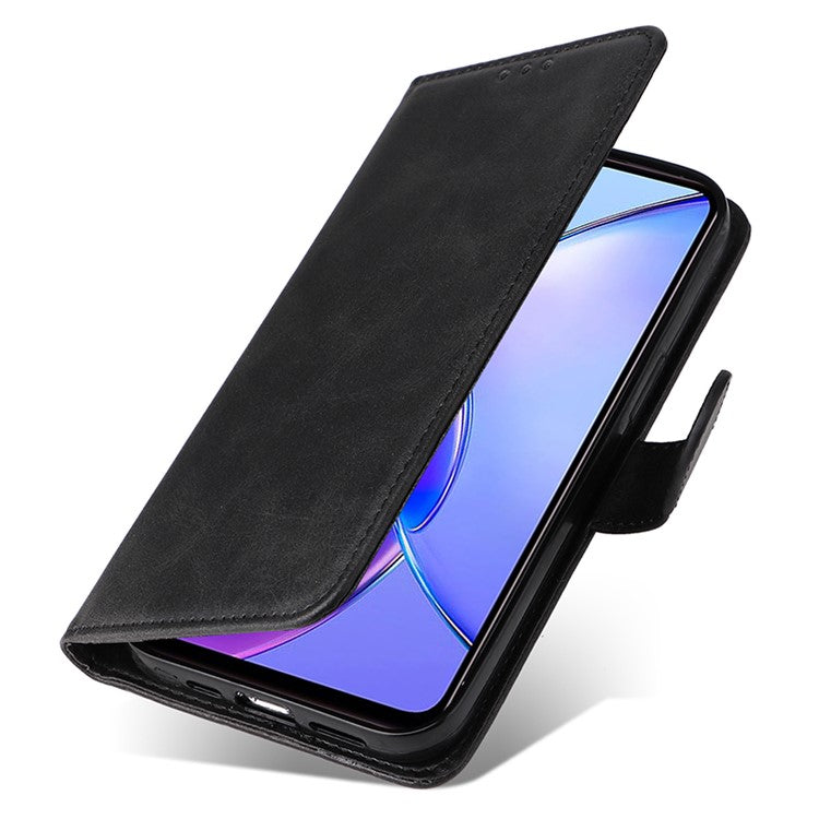 For vivo Y17s 4G Case Calf Texture Phone Cover with Wallet Stand - Black