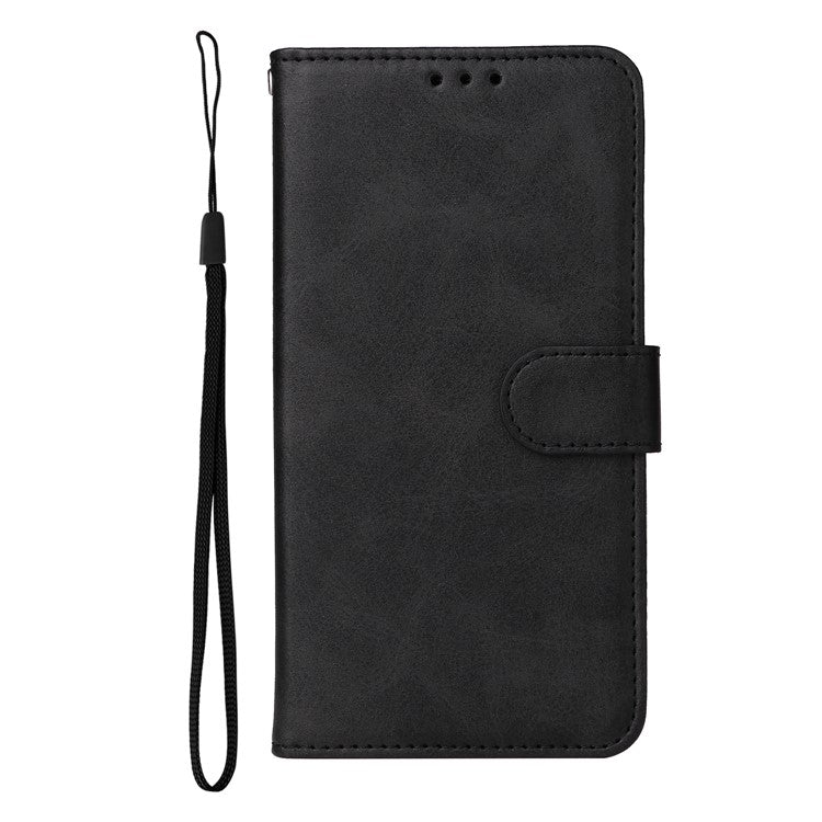 For vivo Y17s 4G Case Calf Texture Phone Cover with Wallet Stand - Black