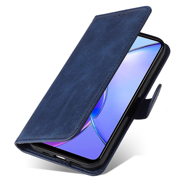 For vivo Y17s 4G Case Calf Texture Phone Cover with Wallet Stand - Blue