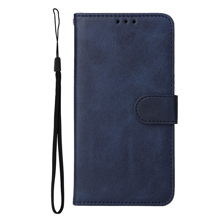 For vivo Y17s 4G Case Calf Texture Phone Cover with Wallet Stand - Blue