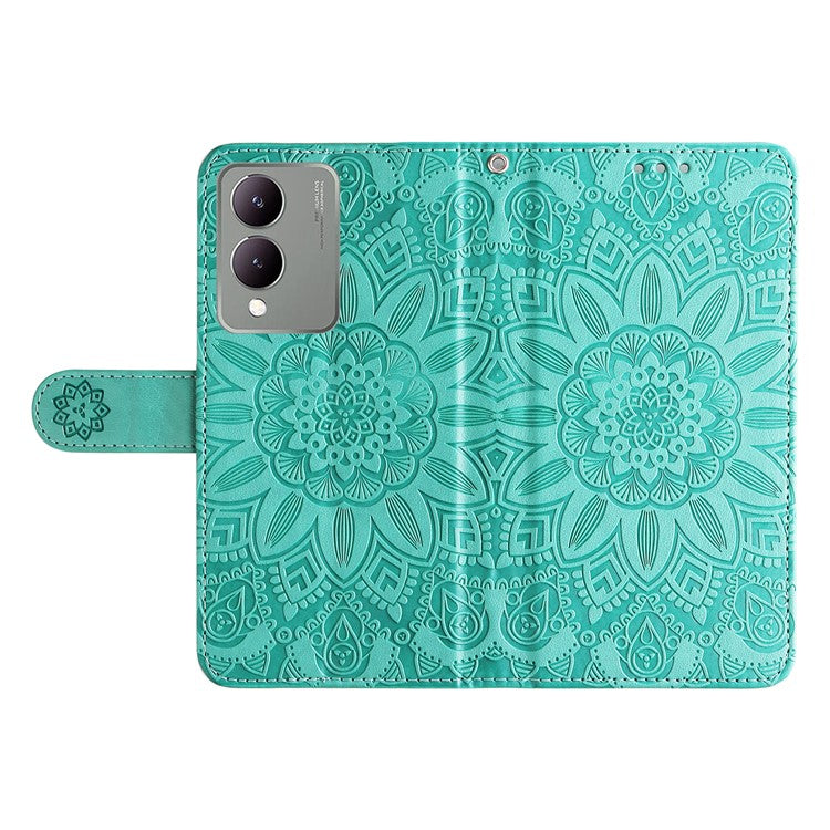 For vivo Y17s 4G Case Stand Wallet PU Leather Phone Cover - Green