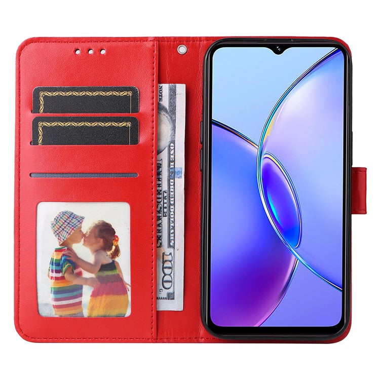 For vivo Y17s 4G Case Stand Wallet PU Leather Phone Cover - Red