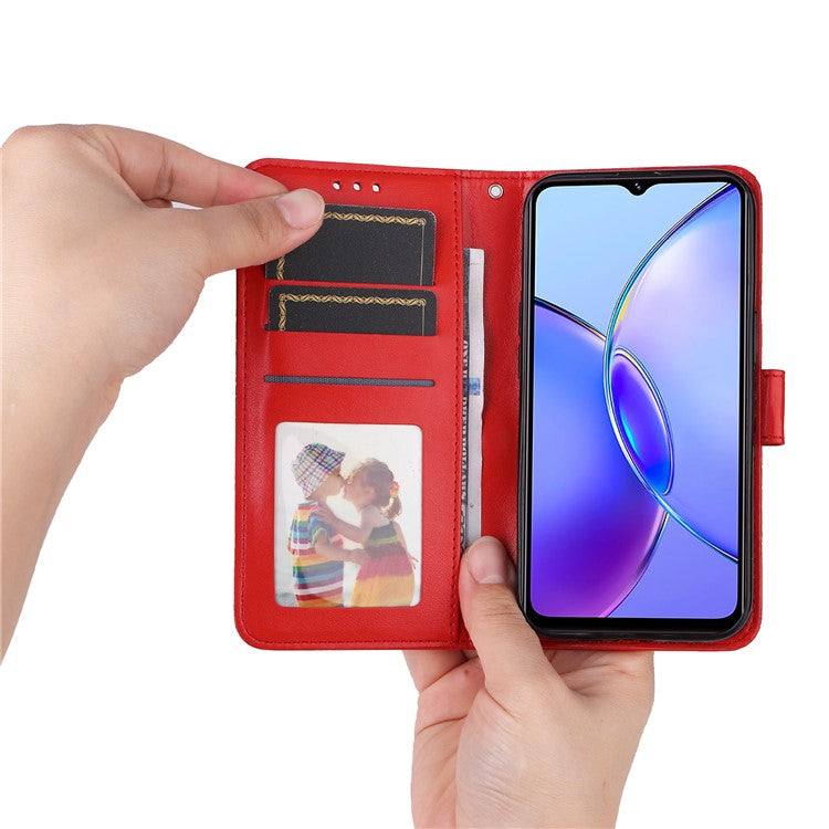 For vivo Y17s 4G Case Stand Wallet PU Leather Phone Cover - Red