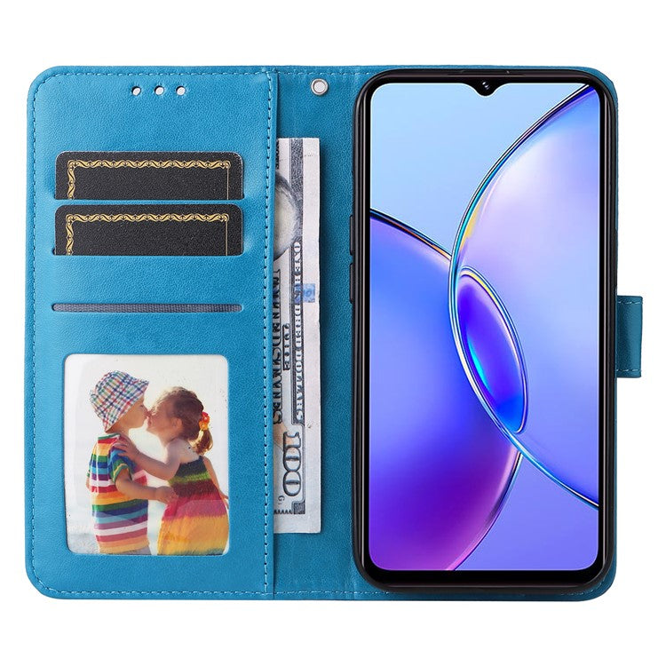 For vivo Y17s 4G Case Stand Wallet PU Leather Phone Cover - Blue