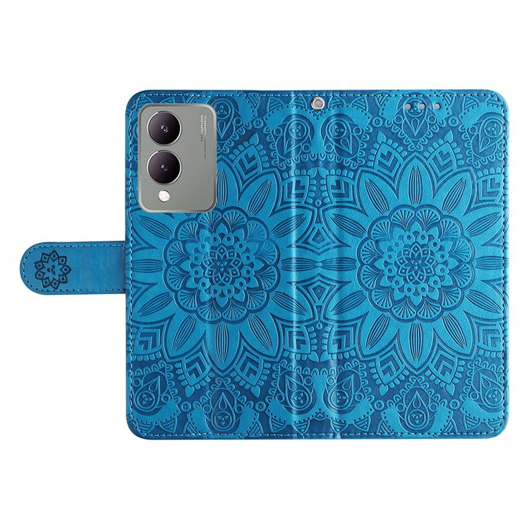 For vivo Y17s 4G Case Stand Wallet PU Leather Phone Cover - Blue