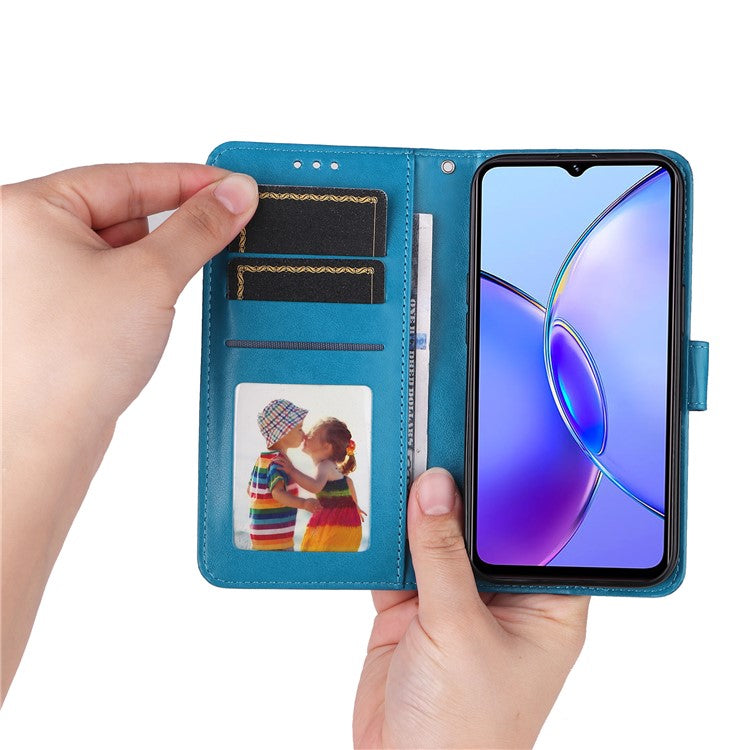 For vivo Y17s 4G Case Stand Wallet PU Leather Phone Cover - Blue