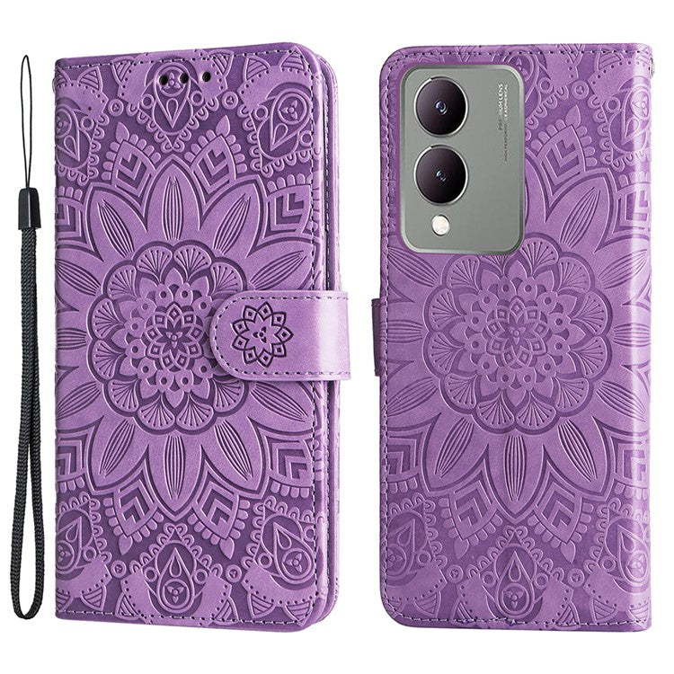 For vivo Y17s 4G Case Stand Wallet PU Leather Phone Cover - Purple