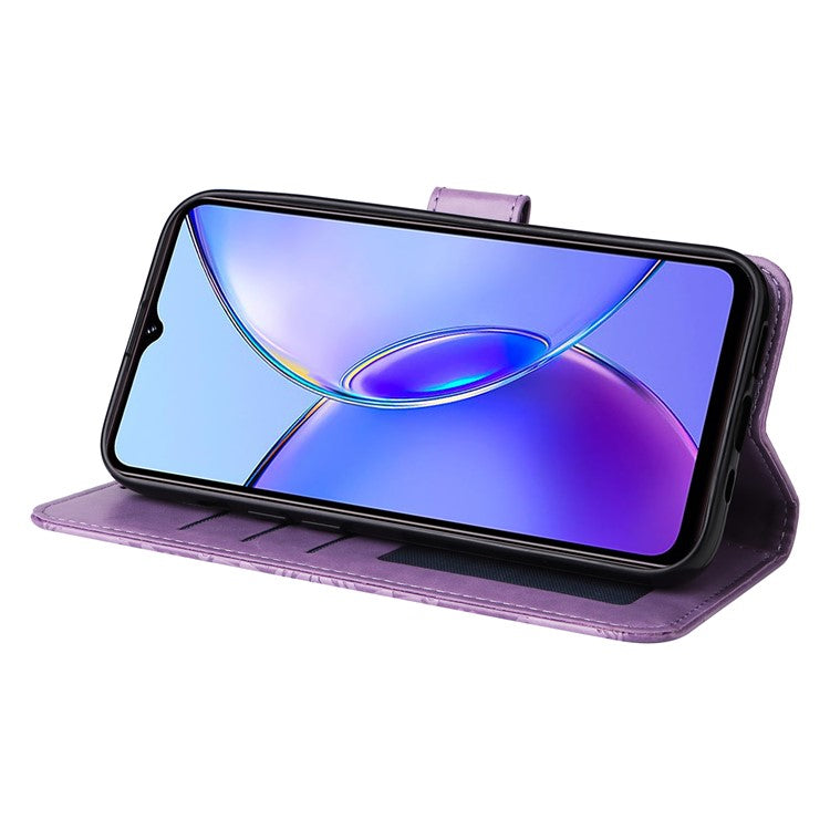 For vivo Y17s 4G Case Stand Wallet PU Leather Phone Cover - Purple