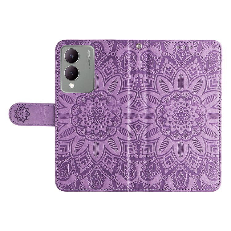 For vivo Y17s 4G Case Stand Wallet PU Leather Phone Cover - Purple