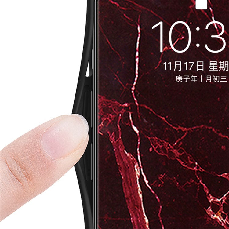 For vivo Y17s 4G Cover Marble Pattern Tempered Glass+PC+TPU Anti-scratch Phone Case - Blood Red Marble