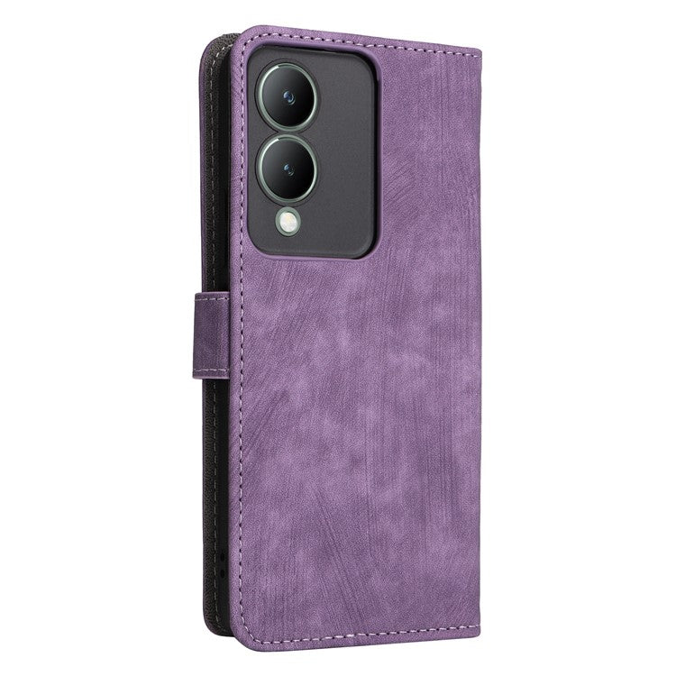 For vivo Y17s 4G / Y33t (2023) V2317A Case Bump Proof RFID Blocking Phone Cover with Strap - Purple