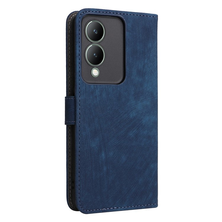 For vivo Y17s 4G / Y33t (2023) V2317A Case Bump Proof RFID Blocking Phone Cover with Strap - Blue