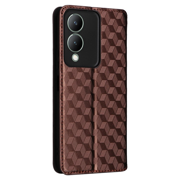 For vivo Y17s 4G / Y33t (2023) V2317A Case Drop Resistant PU Leather Stand Cover - Brown