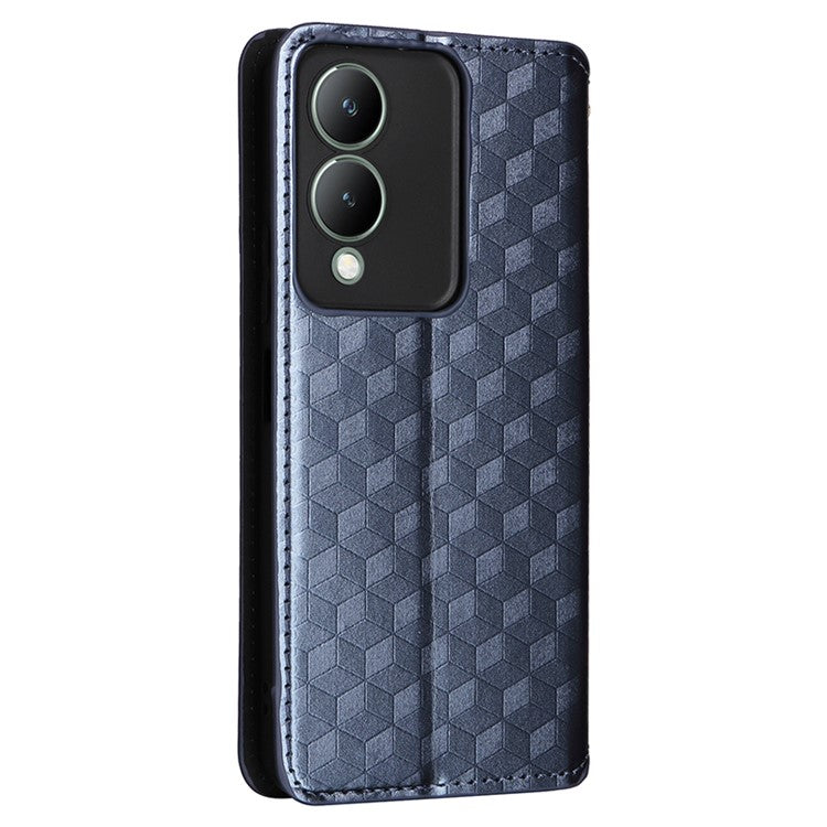 For vivo Y17s 4G / Y33t (2023) V2317A Case Drop Resistant PU Leather Stand Cover - Blue