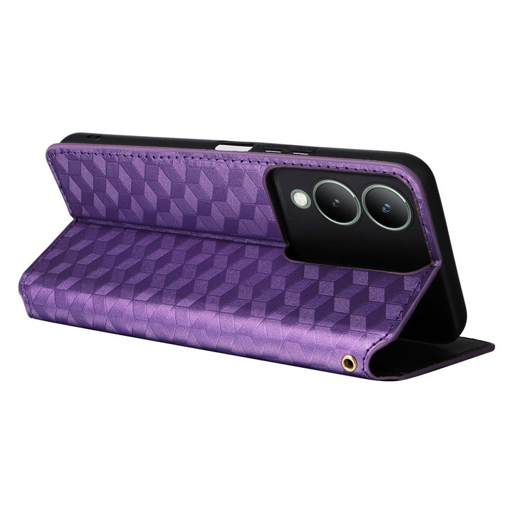 For vivo Y17s 4G / Y33t (2023) V2317A Case Drop Resistant PU Leather Stand Cover - Purple