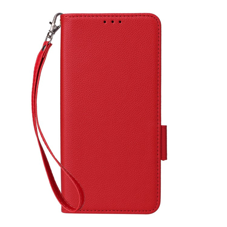 For vivo Y17s 4G / Y33t (2023) V2317A Case Mobile Phone Litchi Texture Leather Cover with Strap - Red