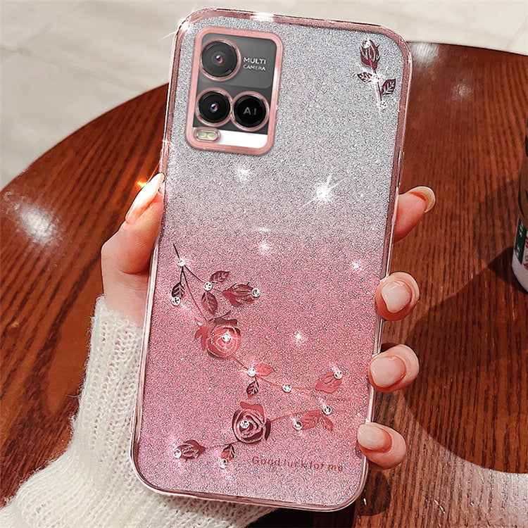 KADEM For vivo Y21 / Y21s / Y21a 4G / Y21e 4G / Y21t 4G / Y33s / Y33t 4G Case Glitter TPU Back Cover - Rose Gold