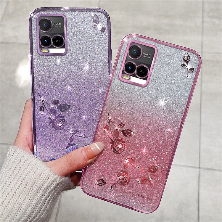 KADEM For vivo Y21 / Y21s / Y21a 4G / Y21e 4G / Y21t 4G / Y33s / Y33t 4G Case Glitter TPU Back Cover - Rose Gold