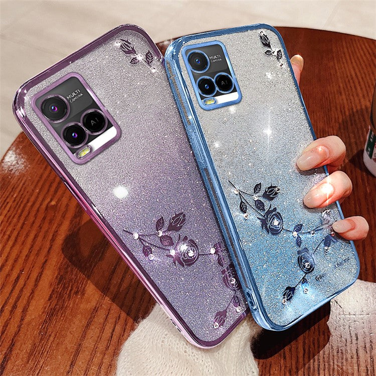 KADEM For vivo Y21 / Y21s / Y21a 4G / Y21e 4G / Y21t 4G / Y33s / Y33t 4G Case Glitter TPU Back Cover - Rose Gold