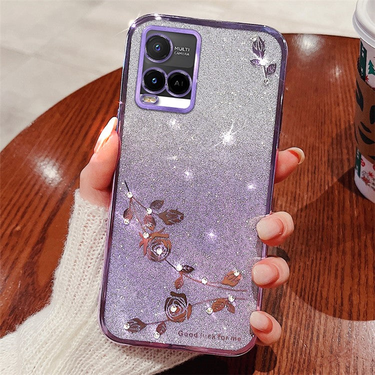 KADEM For vivo Y21 / Y21s / Y21a 4G / Y21e 4G / Y21t 4G / Y33s / Y33t 4G Case Glitter TPU Back Cover - Purple