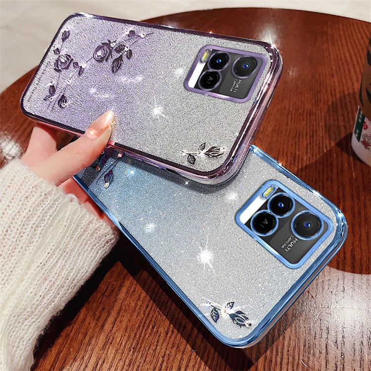 KADEM For vivo Y21 / Y21s / Y21a 4G / Y21e 4G / Y21t 4G / Y33s / Y33t 4G Case Glitter TPU Back Cover - Purple